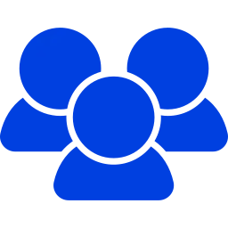 Icon of three blue human figures representing a group or team.