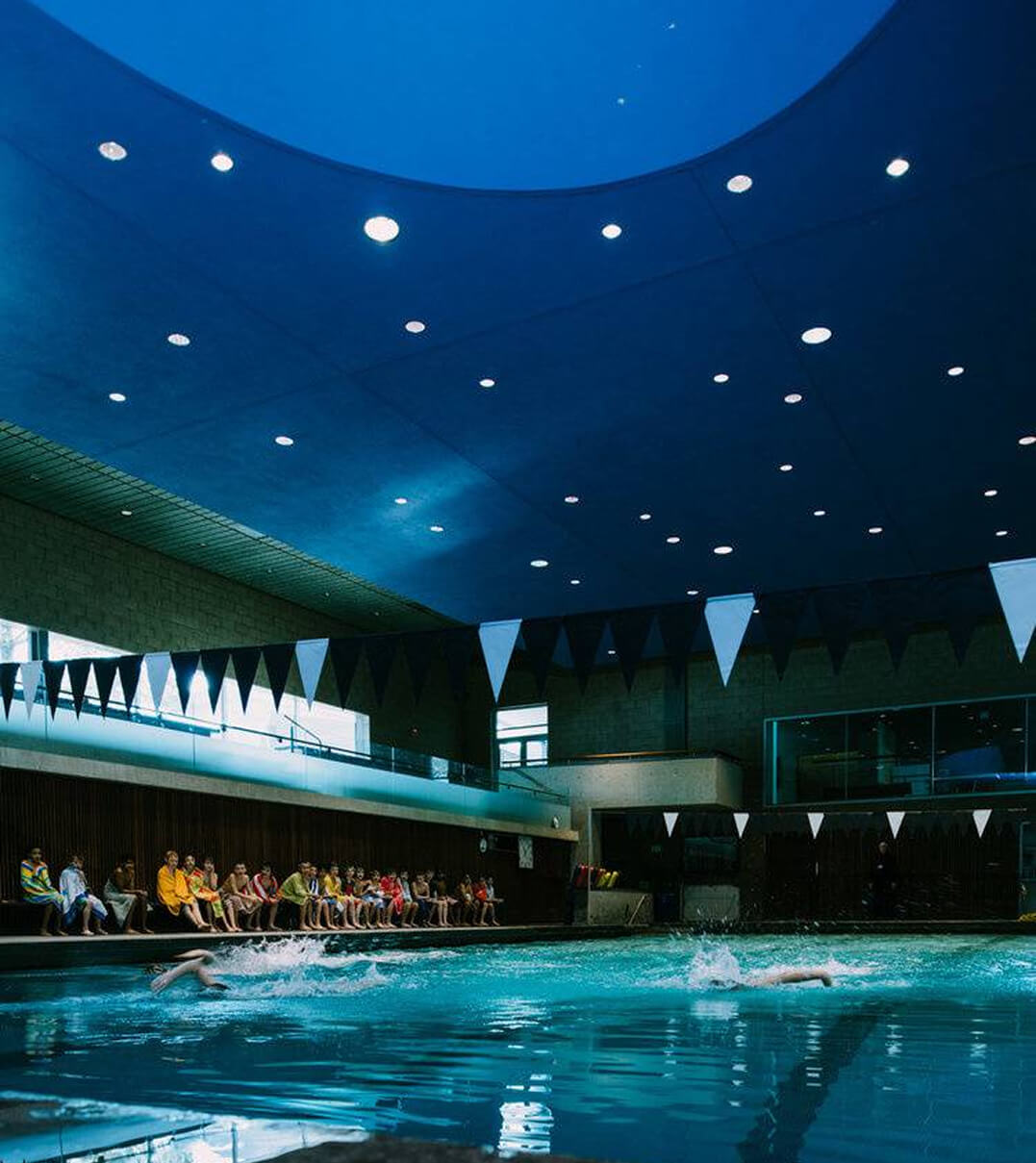 Cranbrook Schools swimmers competing in a meet.
