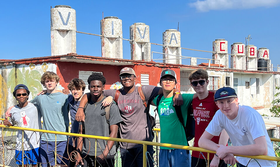 McCallie students posing for a photo in Cuba.
