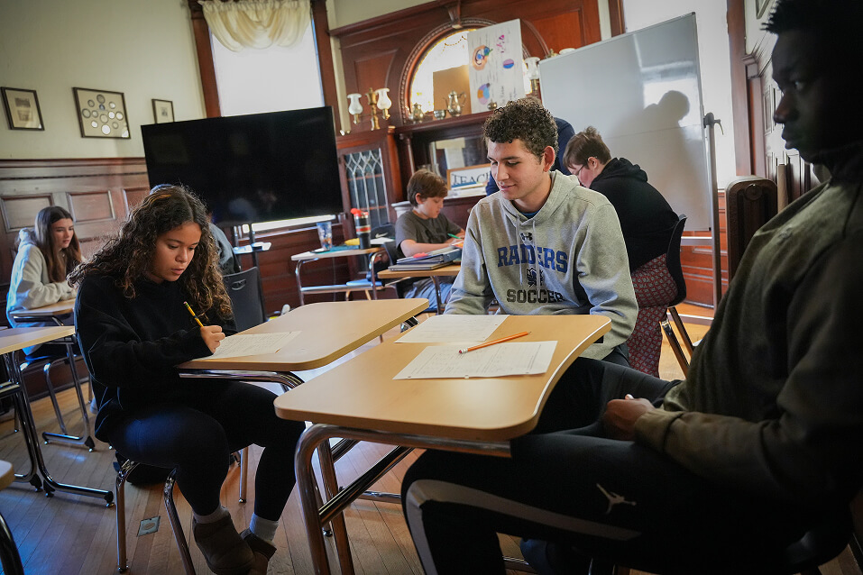 Chapel Hill-Chauncy Hall students work on an assignment for class.