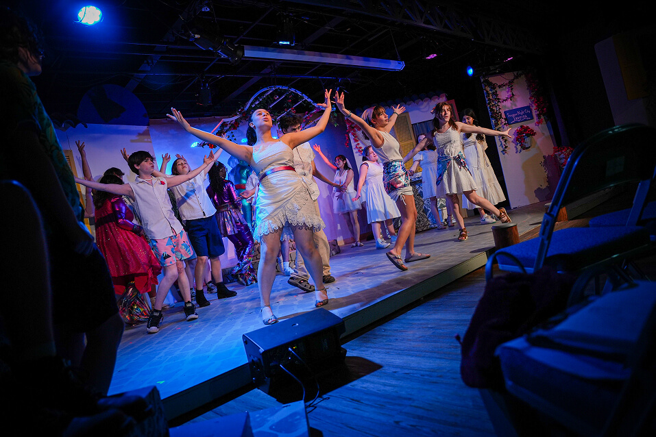 Chapel Hill-Chauncy Hall students practice a musical number during dress rehearsal.