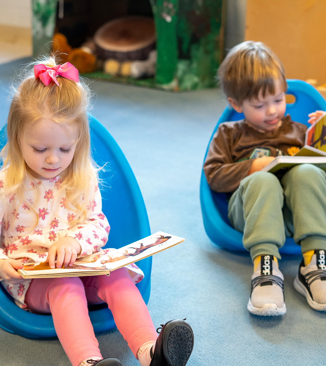 Two Long Ridge students reading.