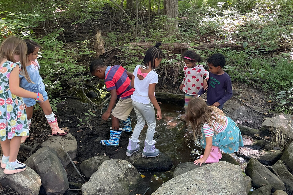 Long Ridge students explore nature surrounding campus.