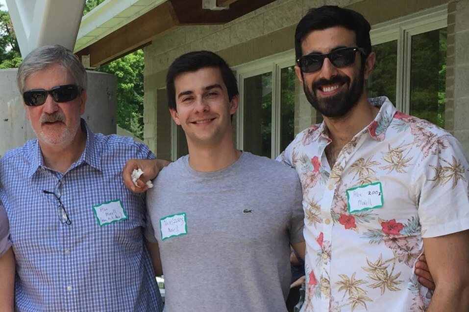 Three generations of Long Ridge alumni pose for a photo.