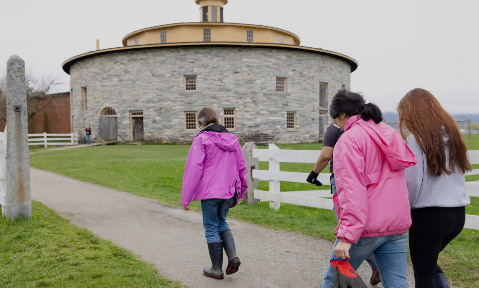 Students exploring a cultural site in Berkshire County.
