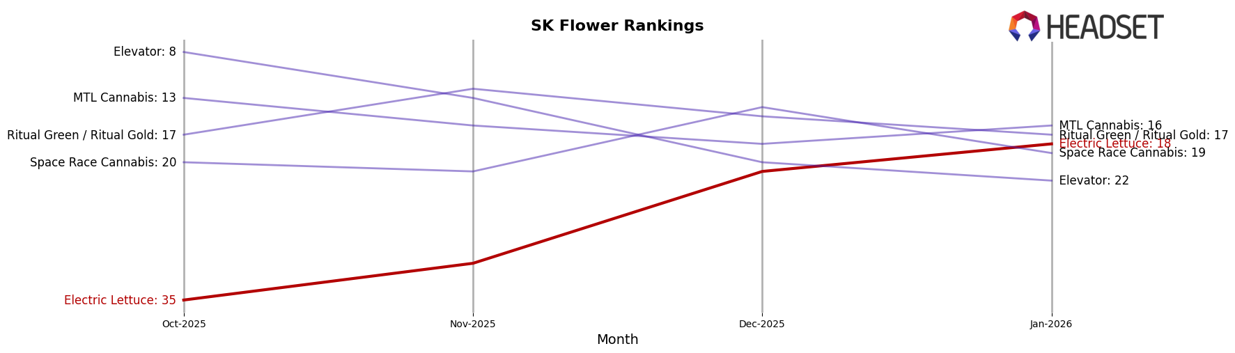 Electric Lettuce market ranking for SK Flower