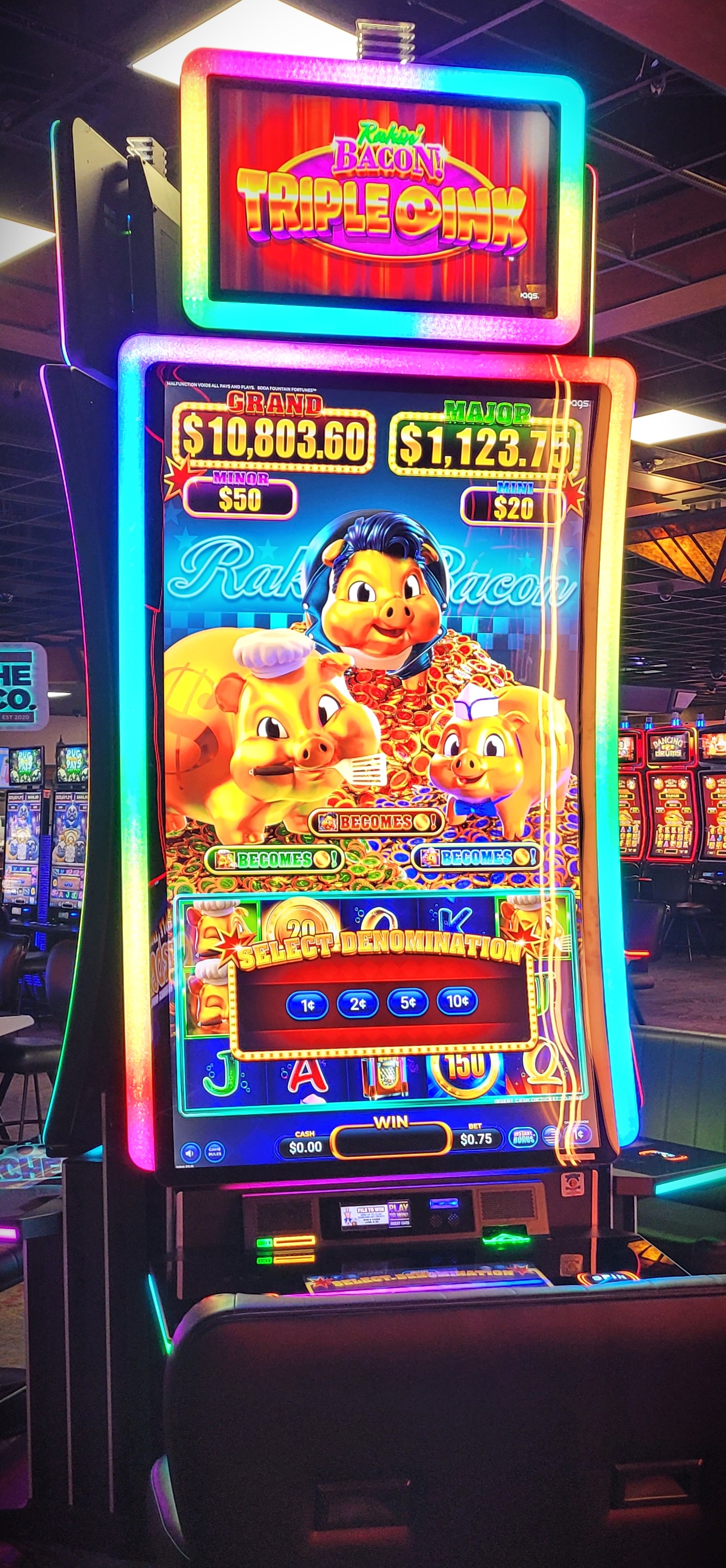 Rakin' Bacon! Triple Oink Soda Fountain Fortunes by AGS brought to Comanche Nation by PDS Gaming