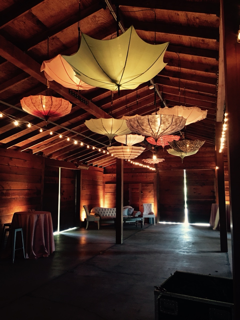 Wedding reception glowing with warm lantern light