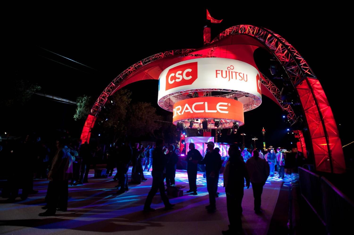 Branded conference entrance arch in full rig