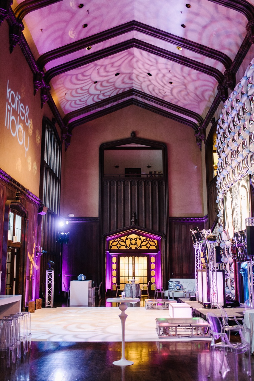 Bat mitzvah ballroom in saturated color
