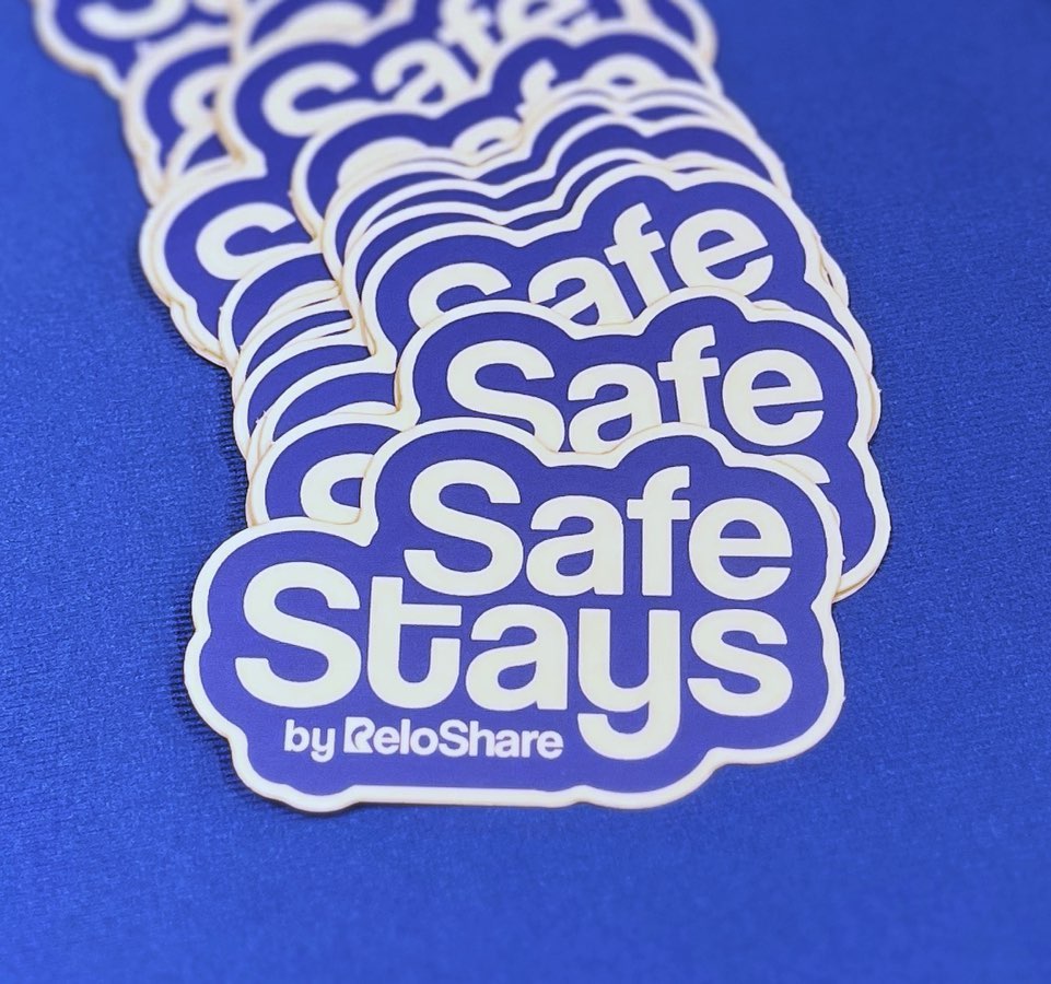 Image of stickers with Safe Stays logo 