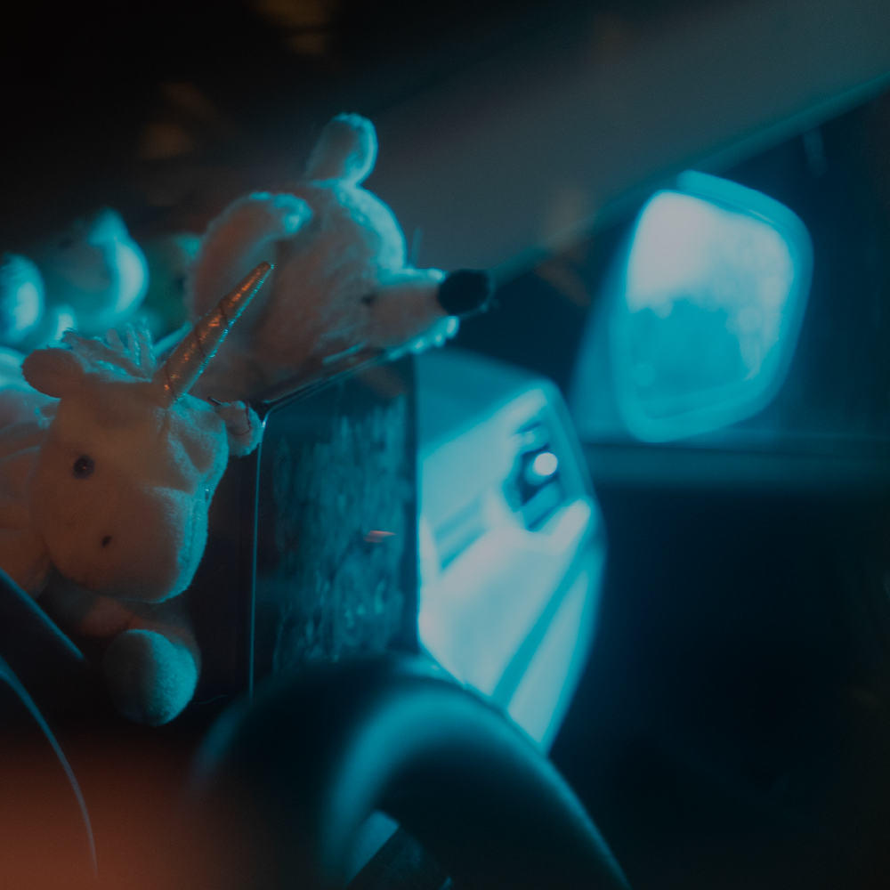 Image of a child's toys in a car