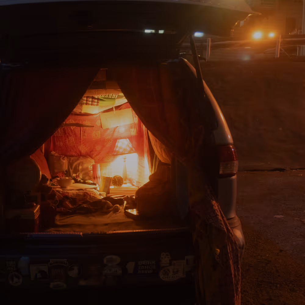 Image of a car trunk decorated like a child's room