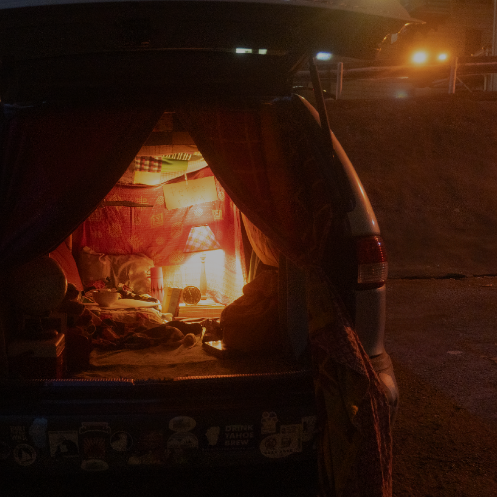 Image of a car trunk decorated like a child's room
