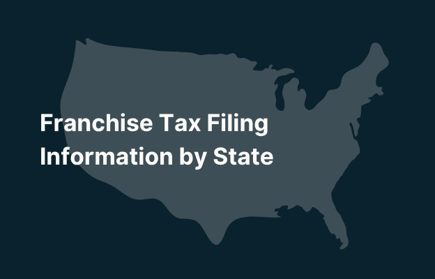 A picture showing text Franchise tax filing information by state