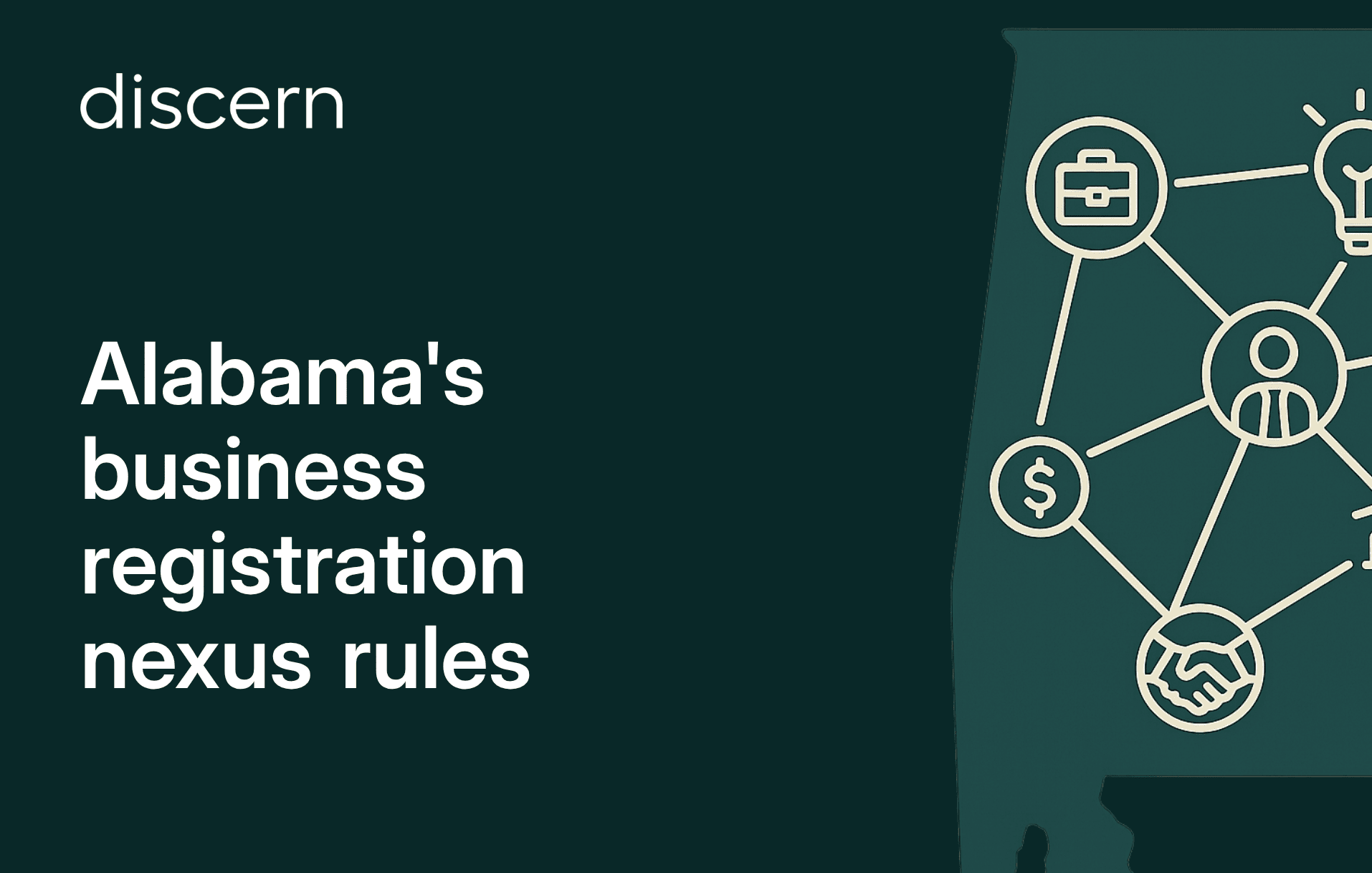 Alabama business registration nexus rules slide with icons