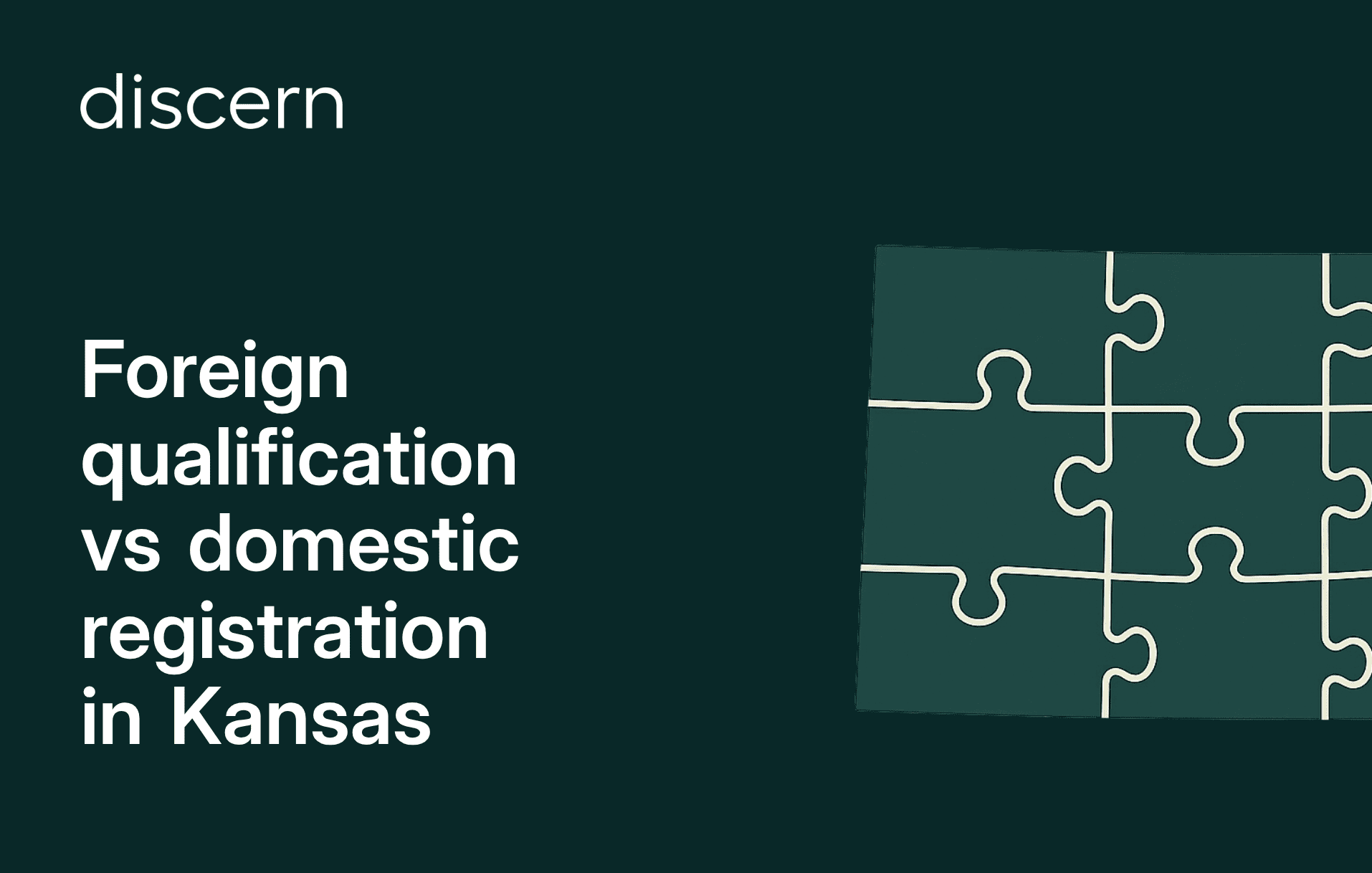 Discern logo with Kansas puzzle pieces - foreign vs domestic registration