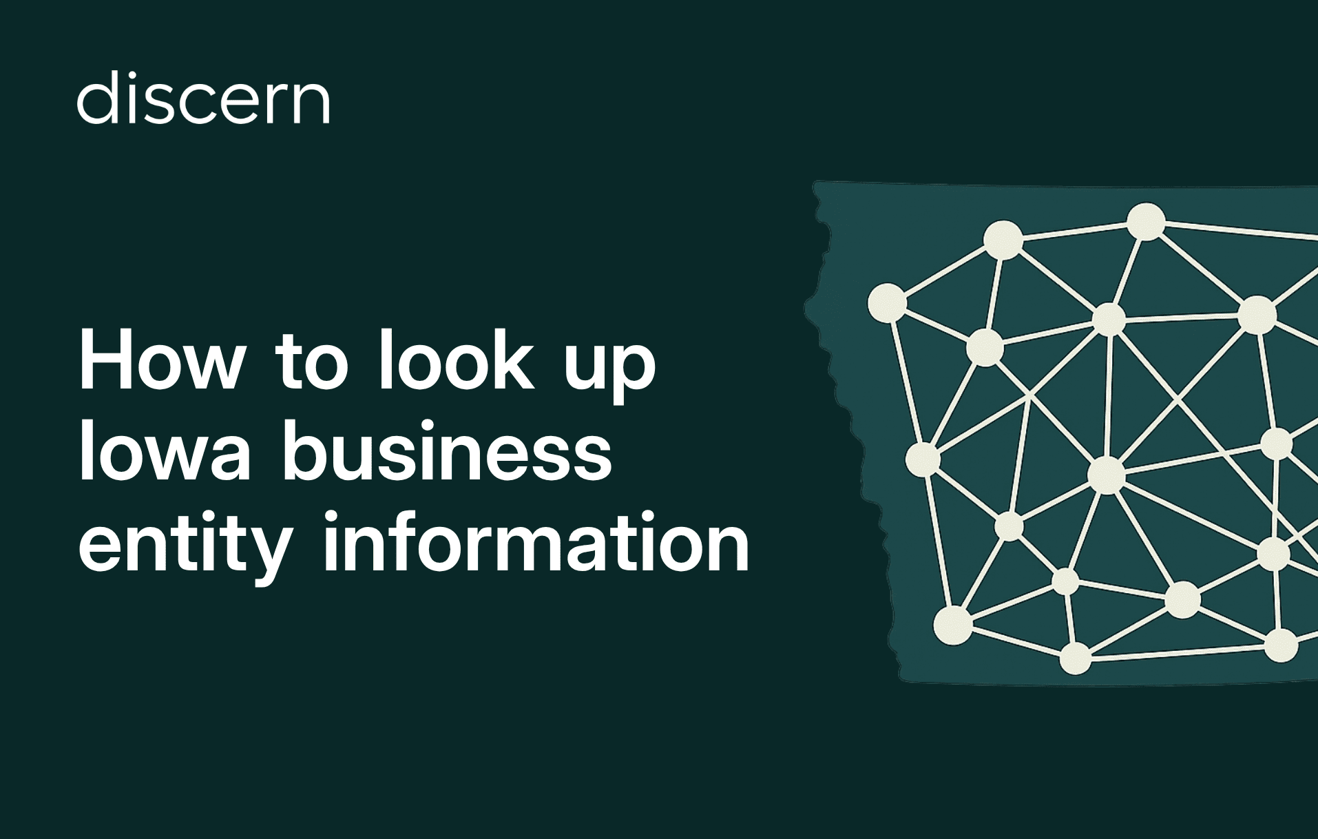 Iowa entity search guide with state outline and network graphic