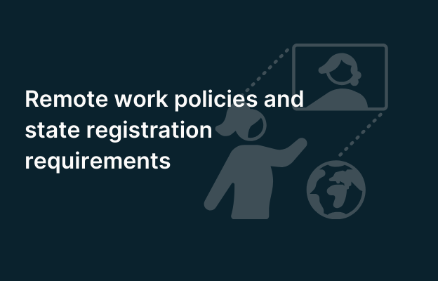 Remote worker icon with video call and globe for state registration