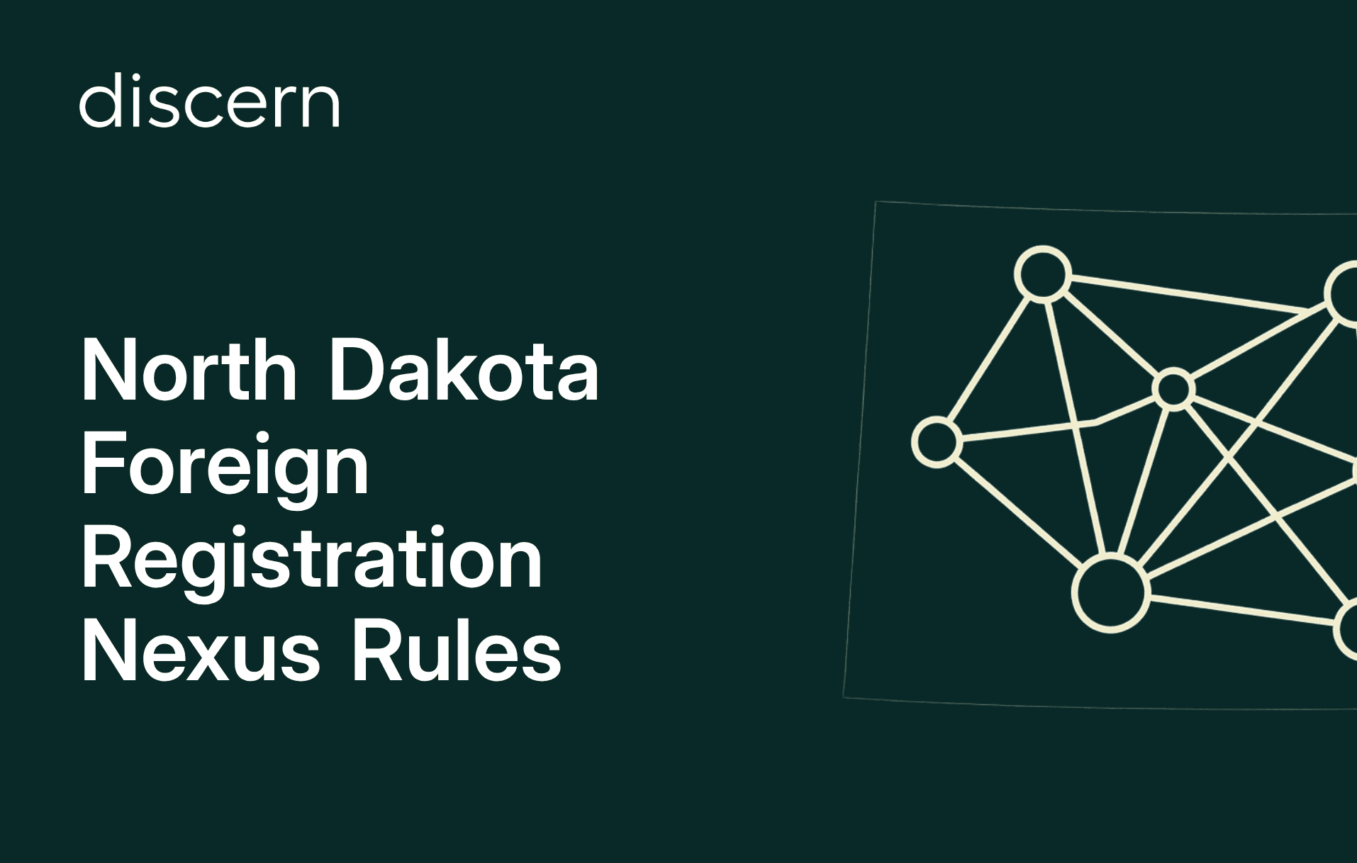 North Dakota state map with interconnected network nodes inside