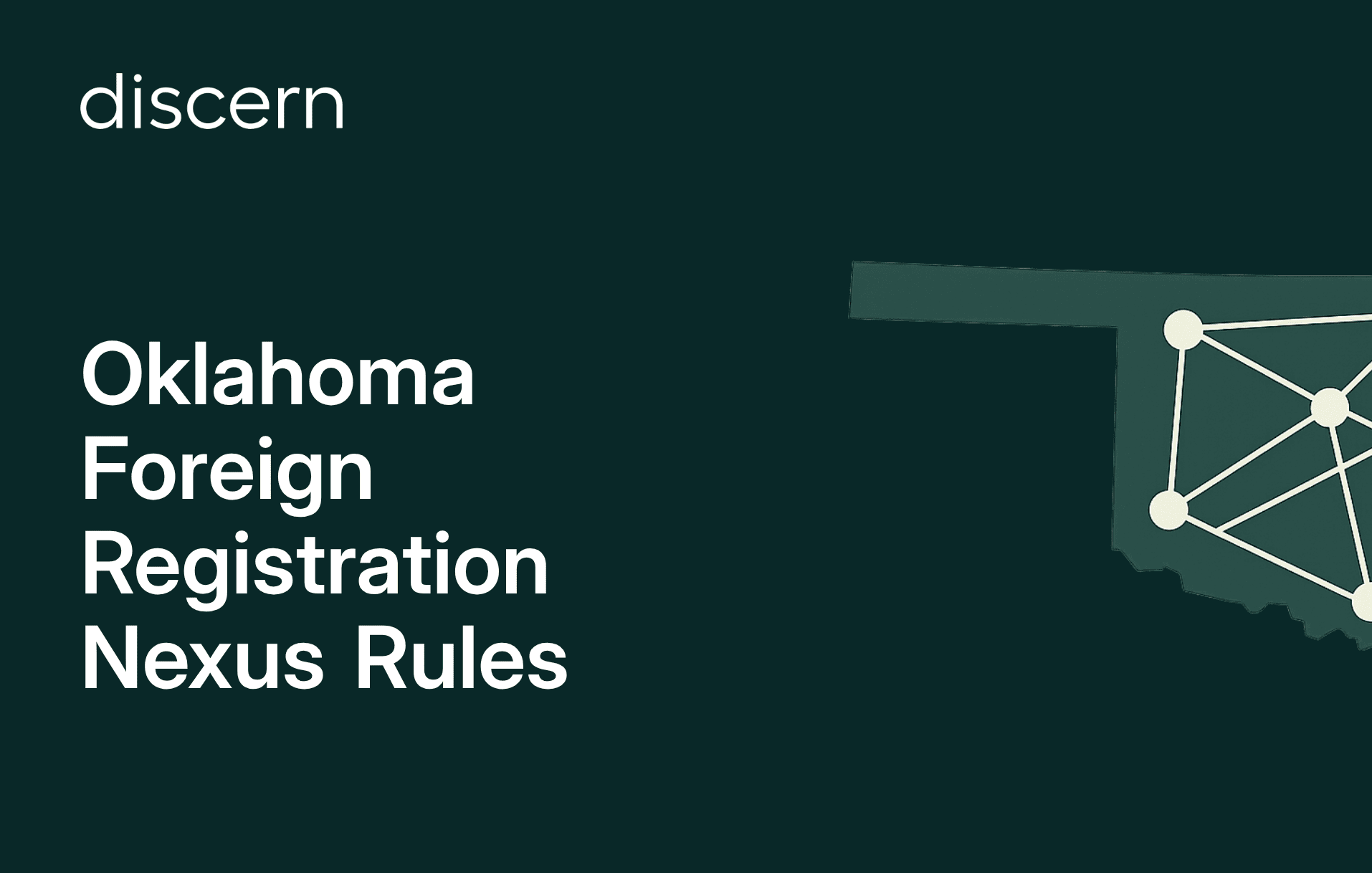 Oklahoma state map with interconnected network nodes on border