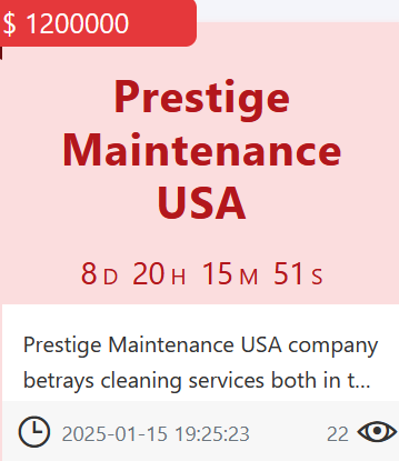 Screenshot of Prestige Maintenance USA's data for sale on the dark web