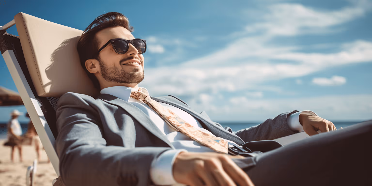 Businessman relaxing on the beach