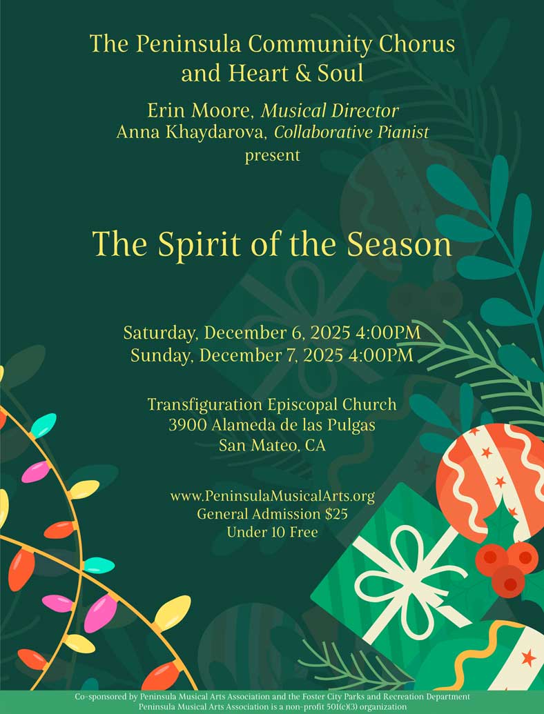 holiday themed poster with information about the winter concert