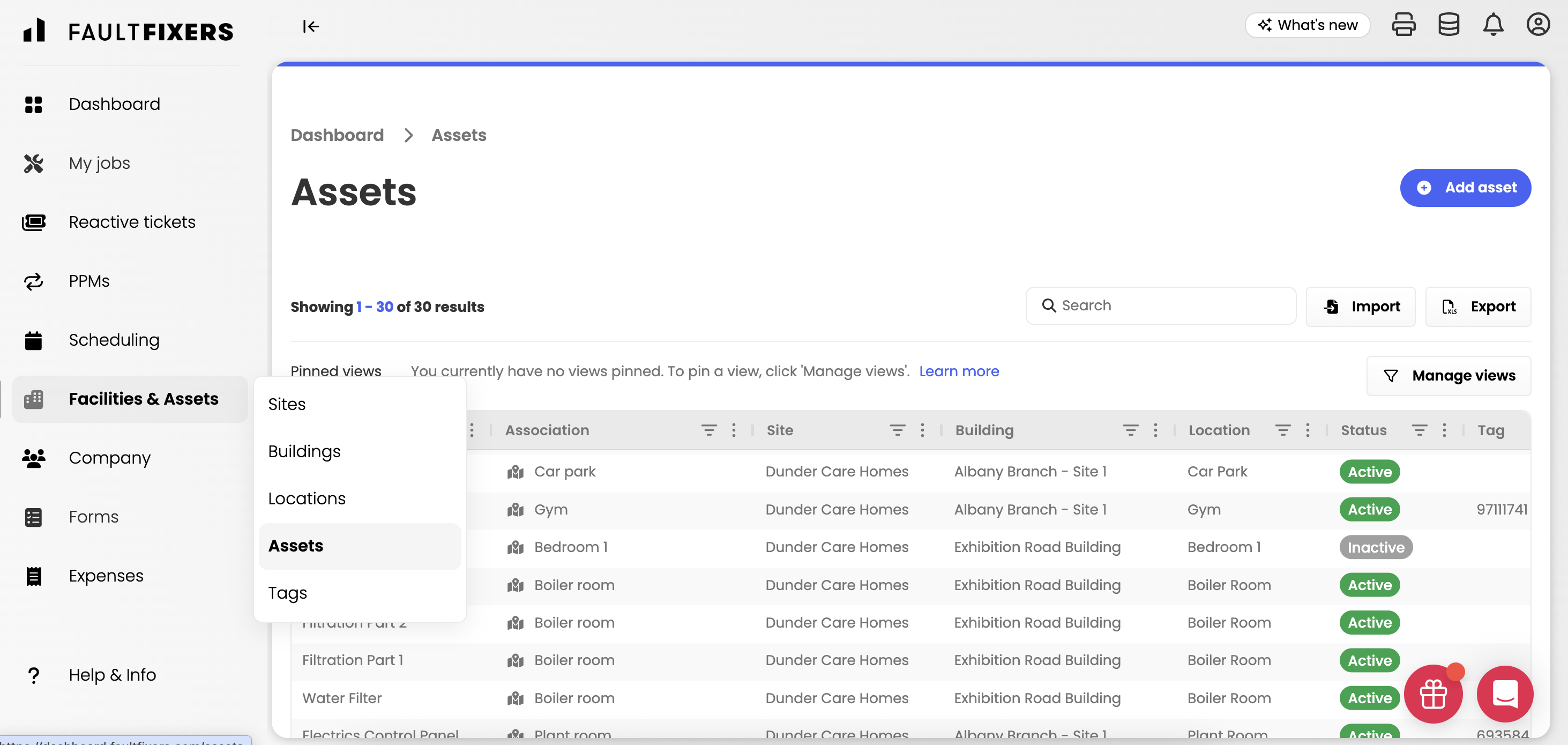 asset tracking screenshot
