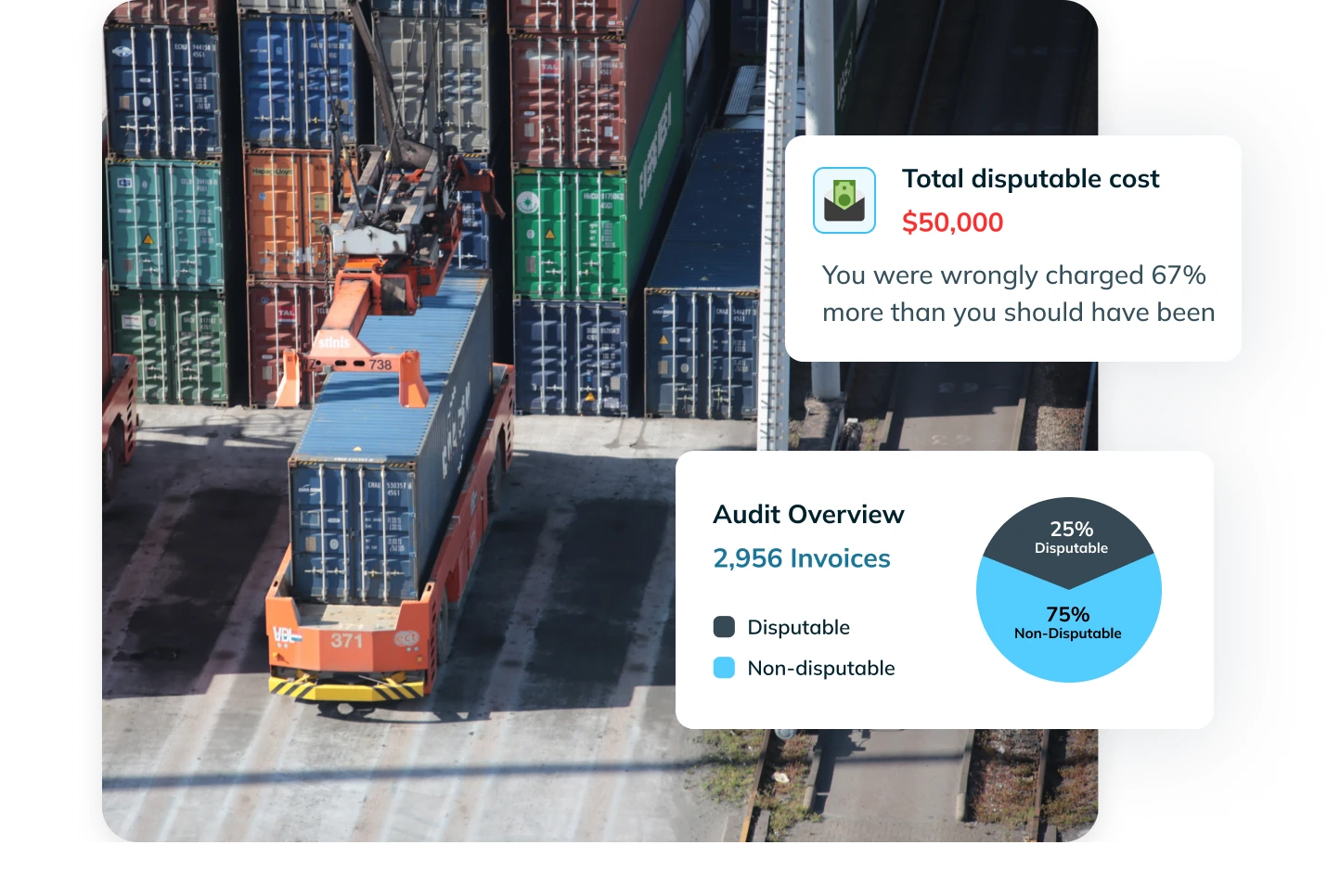 Automated freight audit view comparing carrier invoice charges against contract terms
