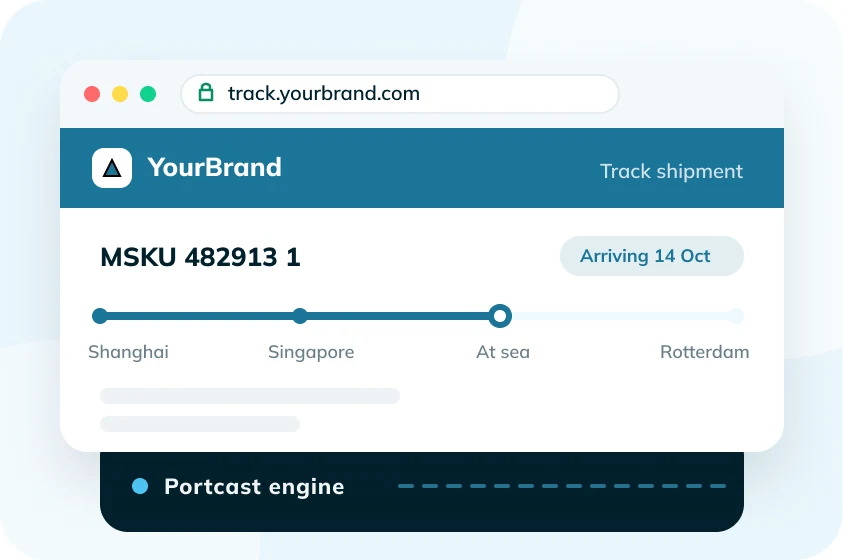White-label tracking portal on your own domain powered by the Portcast engine