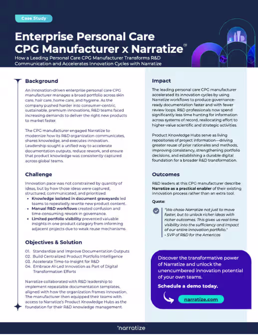 Enterprise Personal Care CPG Manufacturer - Narratize Case Study
