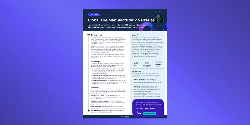 Global Tire Manufacturer x Narratize | customer case study