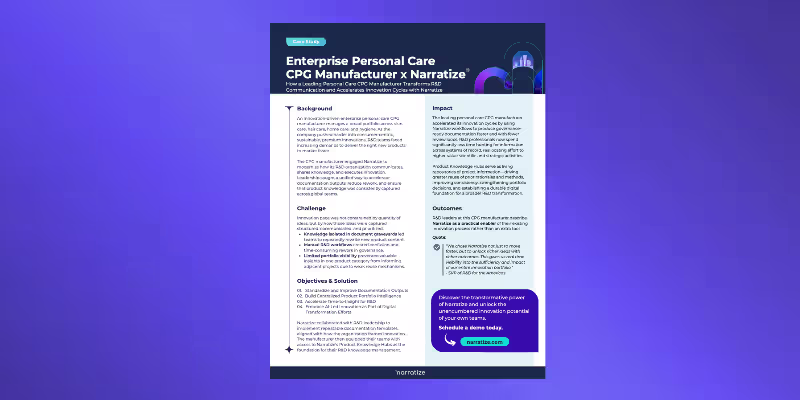 Enterprise Personal Care CPG Manufacturer x Narratize | customer case study