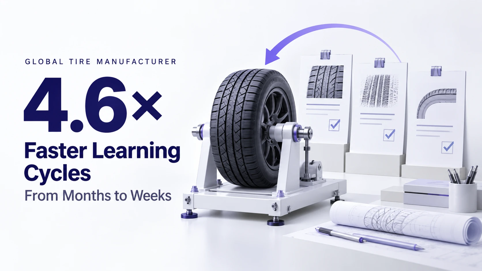 A global tire manufacturer achieves 4.6 times faster Rapid Learning Cycles, moving from months to weeks with reusable research and test knowledge.