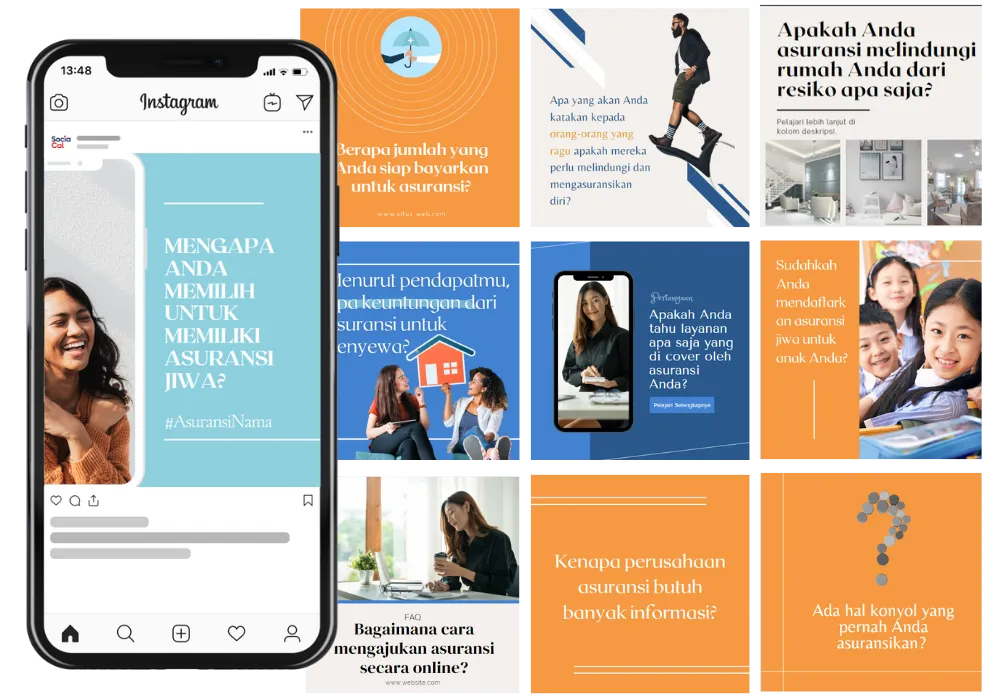 Contoh Produk Template Konten Asuransi SociaCal Question Asuransi