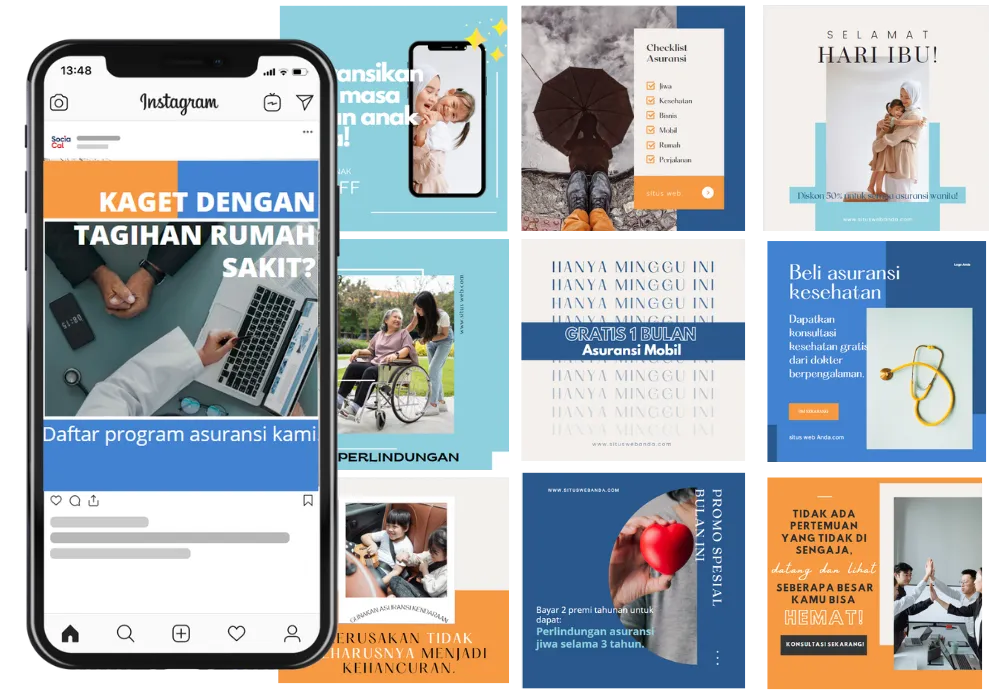 Contoh Produk Template Konten Asuransi SociaCal Promosi Asuransi