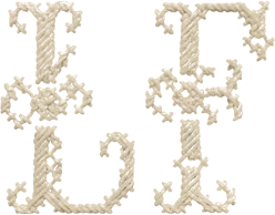 La Fantaisie LF monogram in cross-stitch embroidery