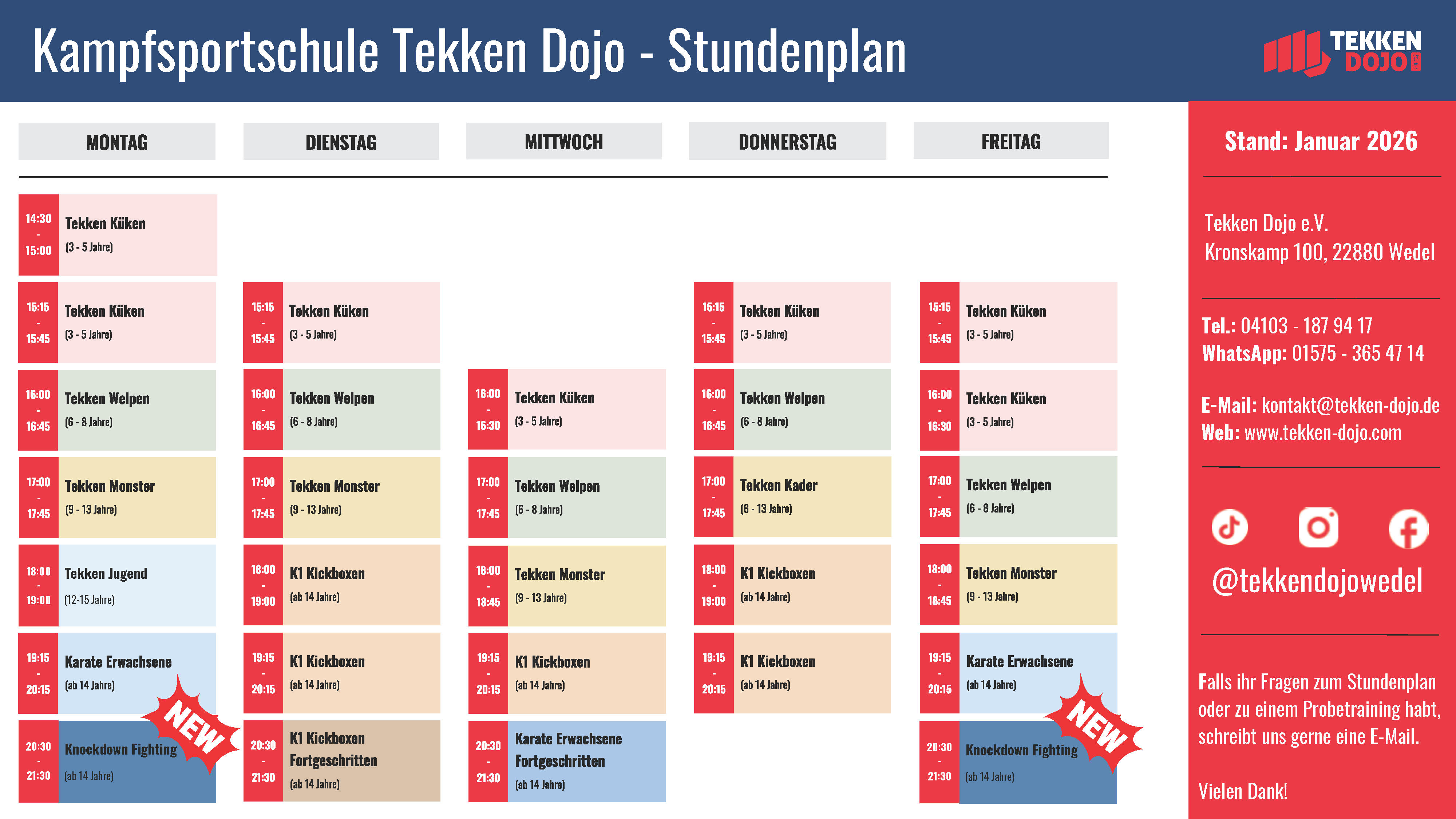 Tekken Dojo Kursplan 01.01.25