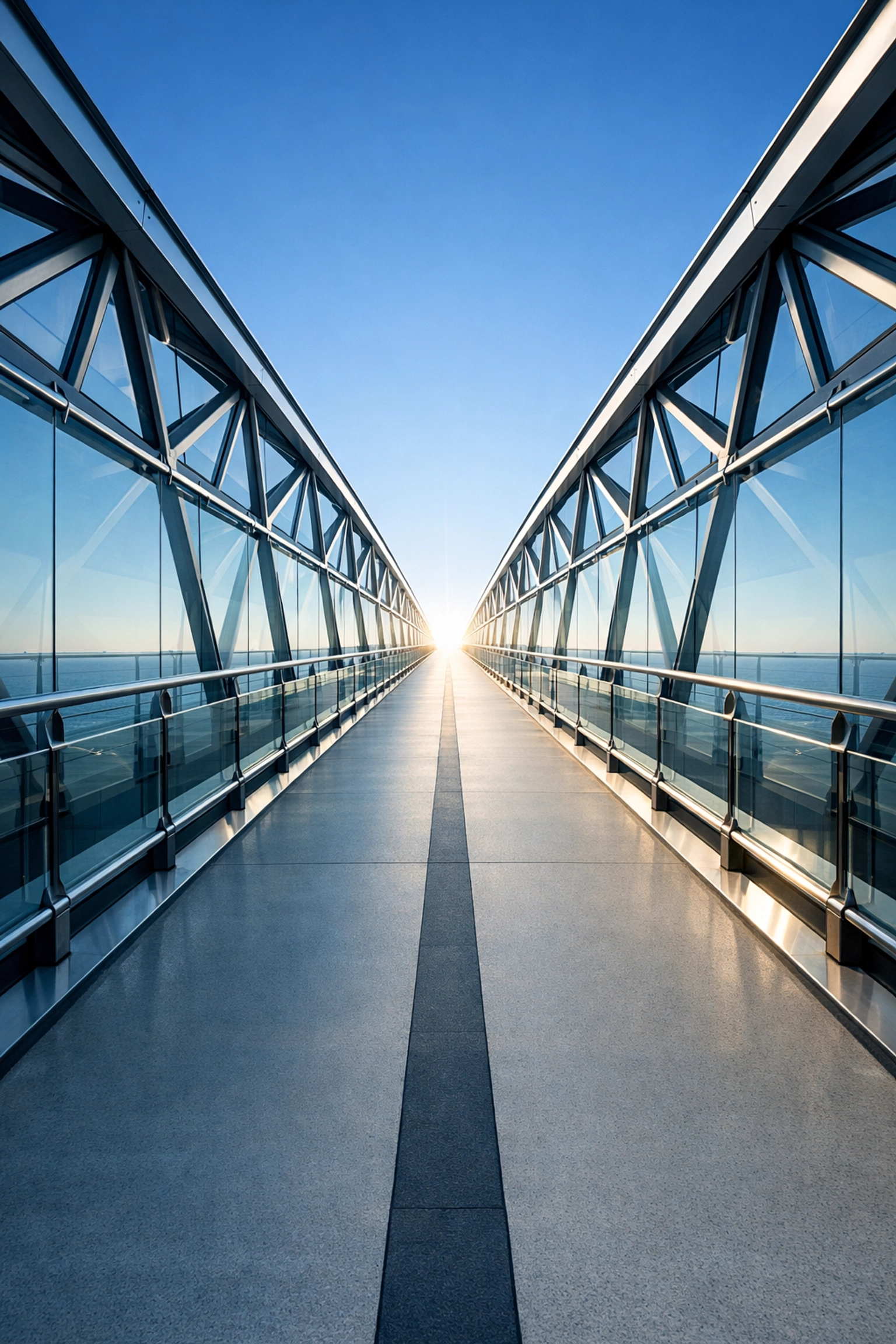 A modern glass bridge representing a streamlined path to wholesale commercial real estate loans.