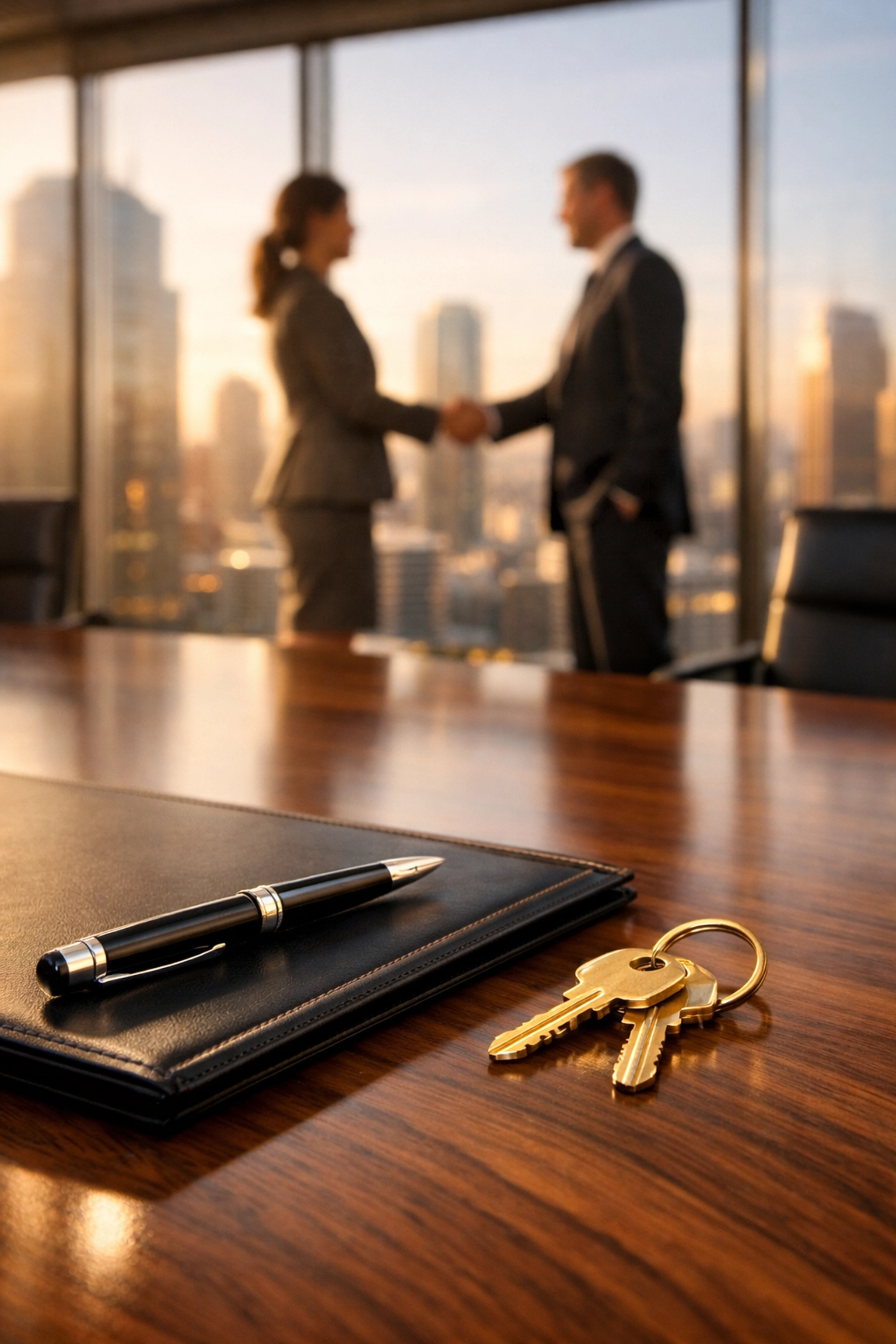 Mortgage brokers shaking hands to close wholesale lending commercial real estate loans.