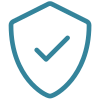 Shield icon with a check mark representing protection or security.