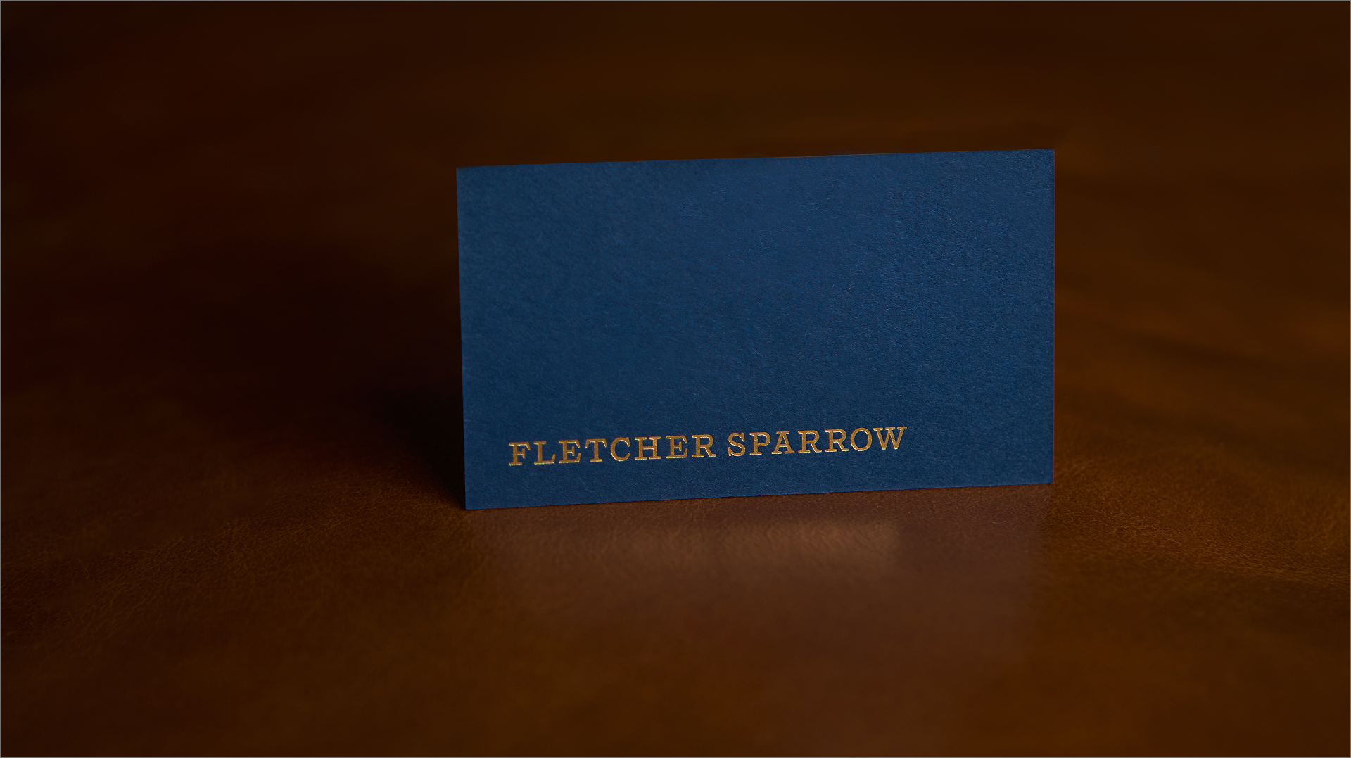 Fletcher Sparrow Capital Management Hedge Fund, Premium Business Collateral, Business Card and Stationery Design with matte brass foil reflection.