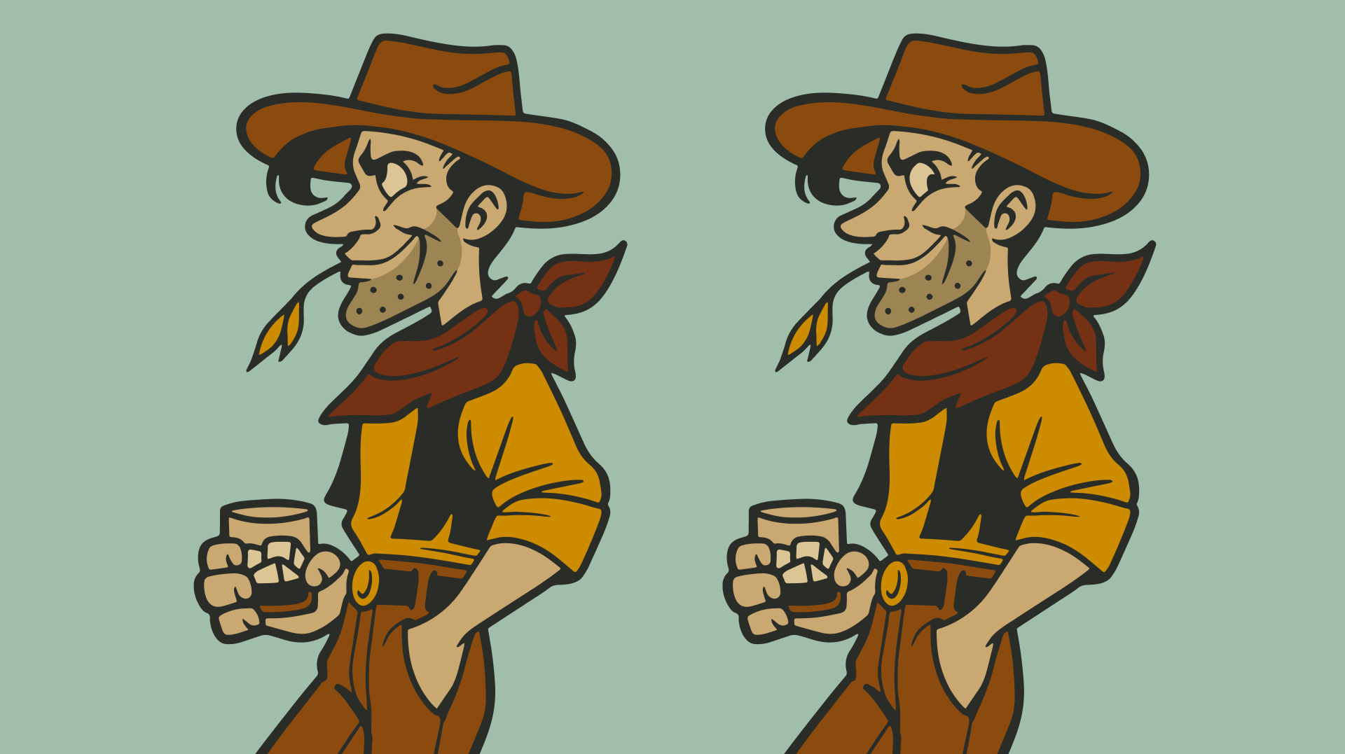 Poco's Beer, Wine, and Spirits Logo and Cowboy Mascot illustration printed on paper sack for liquor store brand identity collateral by Unbound Branding Agency