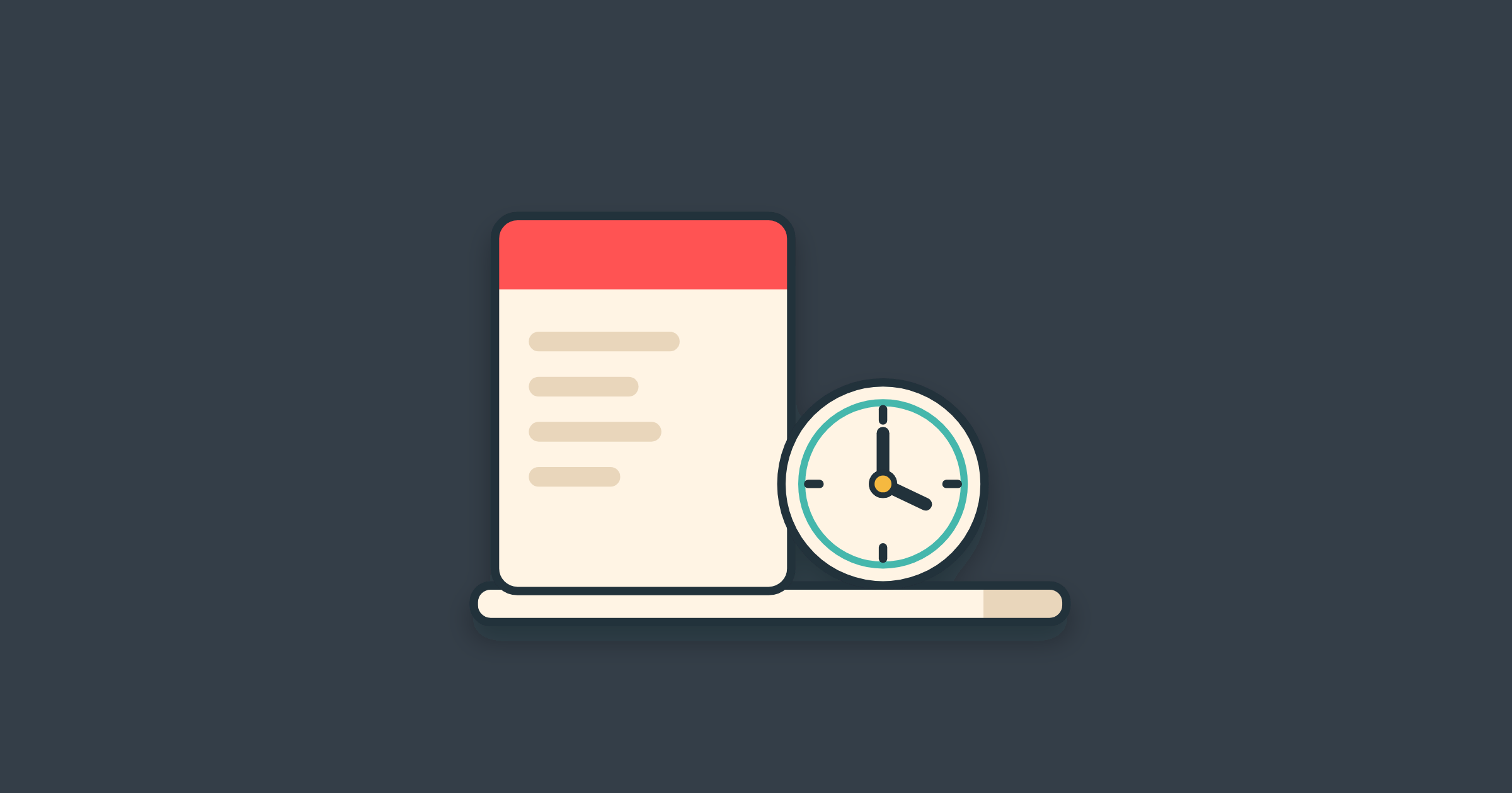 Illustration of an overdue invoice beside a ticking clock, for payment plans on overdue invoices