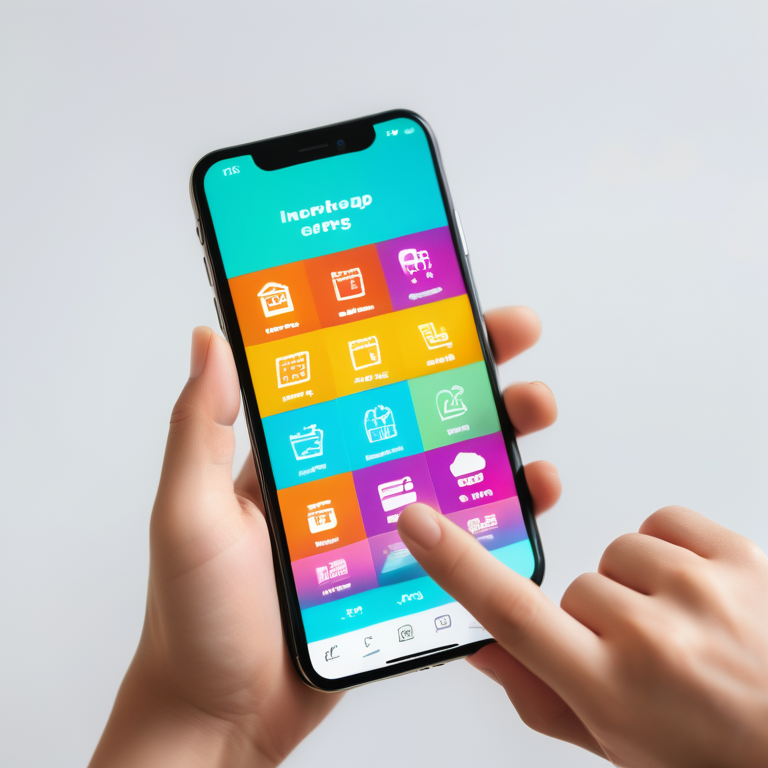 Hands holding a smartphone with a new e-commerce app's homepage on screen, in a tech-savvy setting.