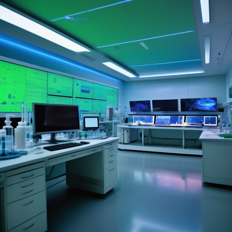 Scientists in a laboratory examine data related to the Inflammatix device, symbolizing medical innovation.