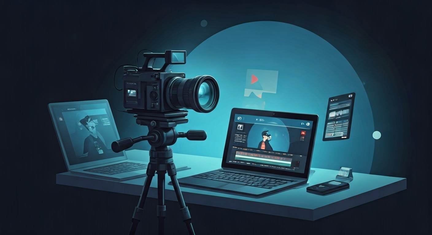 Content creator filming LinkedIn videos.