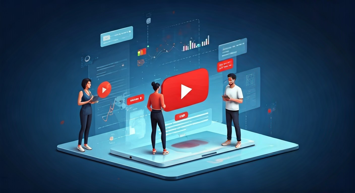 People engaging with YouTube marketing.