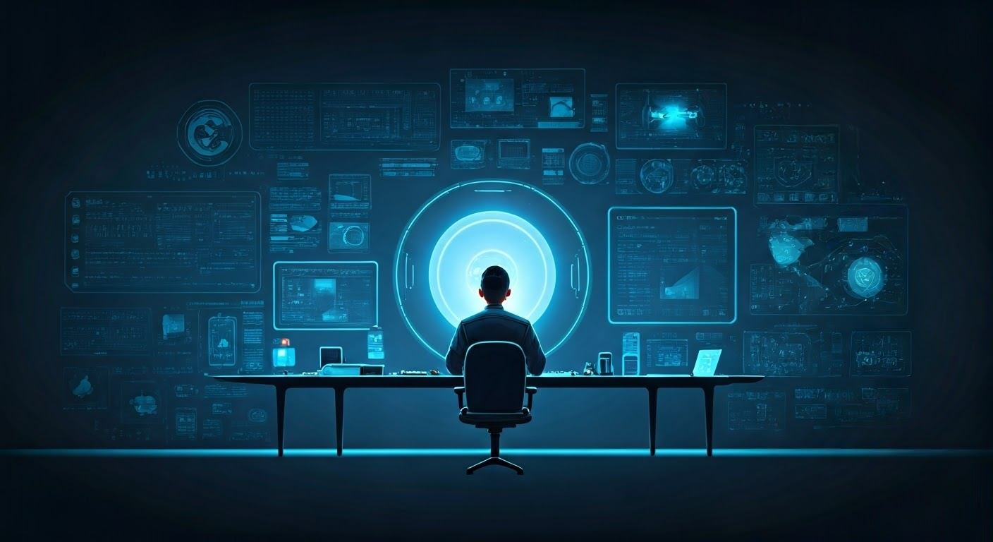 Futuristic workspace with Google Gen AI